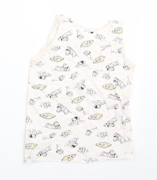 Preworn Girls Pink Animal Print   Pyjama Top Size 7-8 Years  - Dalmations