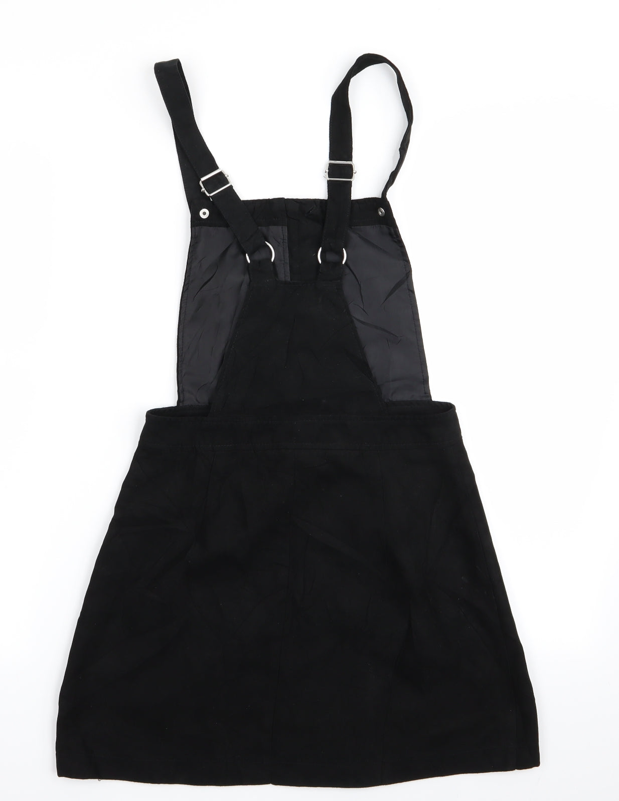 Divided Womens Black   Pinafore/Dungaree Dress  Size 6  - Suede Effect