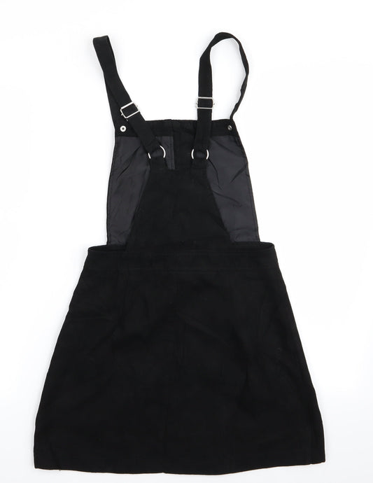 Divided Womens Black   Pinafore/Dungaree Dress  Size 6  - Suede Effect