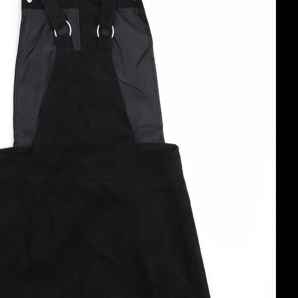Divided Womens Black   Pinafore/Dungaree Dress  Size 6  - Suede Effect