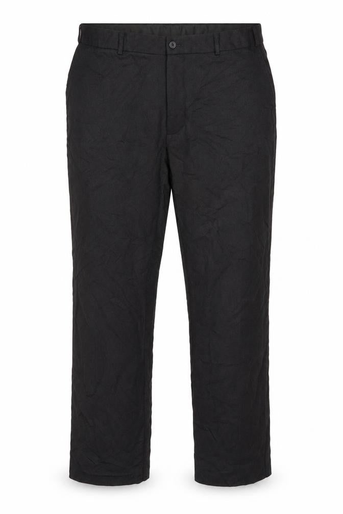 Front view of Taylor & Wright men’s green polka dot trousers, size 36, in, 31-inch leg