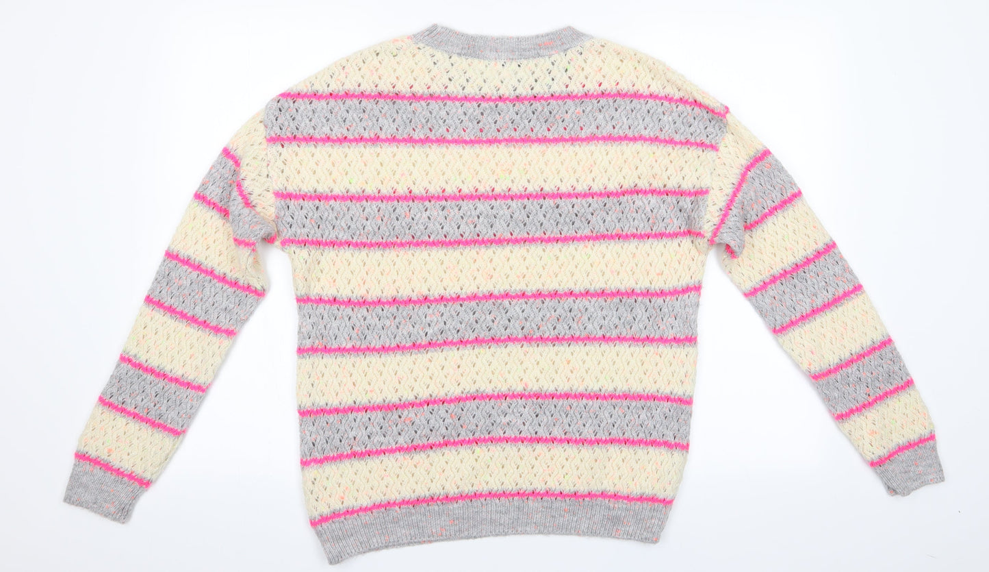 George Womens Multicoloured Striped  Pullover Jumper Size 12  - Hi Vis Effect