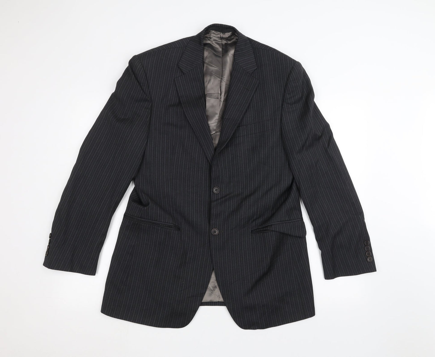 Marks and Spencer Mens Black Striped  Jacket Suit Jacket Size 38