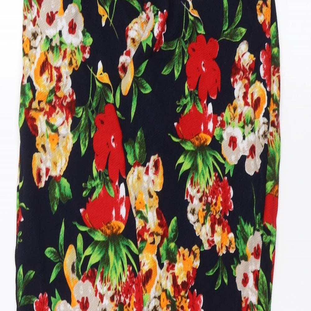 Missi London Womens Blue Floral  Trousers  Size 12 L25 in