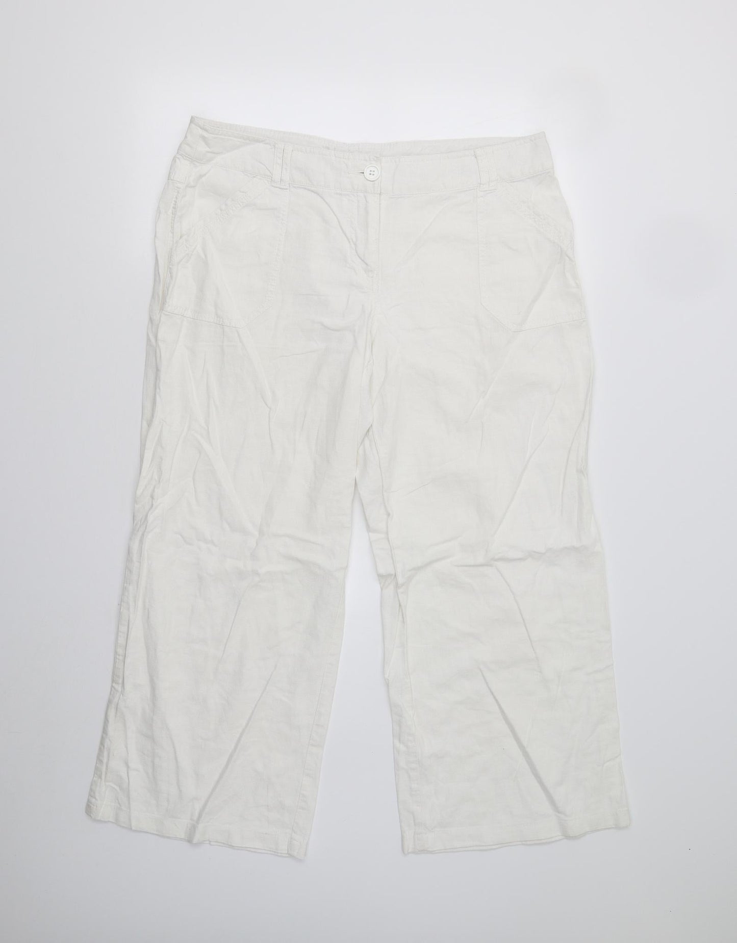 Preworn Womens White   Trousers  Size 14 L27 in