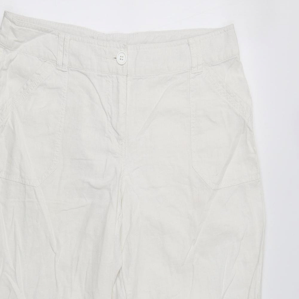 Preworn Womens White   Trousers  Size 14 L27 in