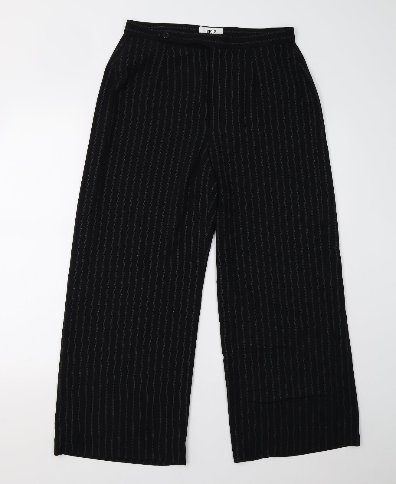 Oasis Womens Black Striped  Trousers  Size 12 L25 in