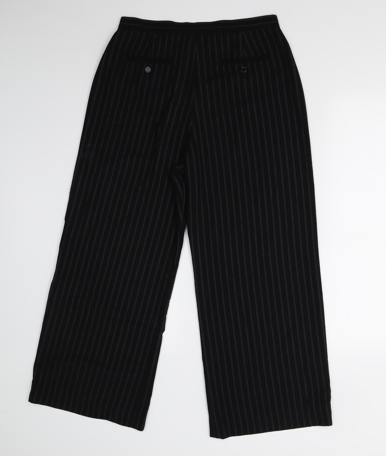 Oasis Womens Black Striped  Trousers  Size 12 L25 in