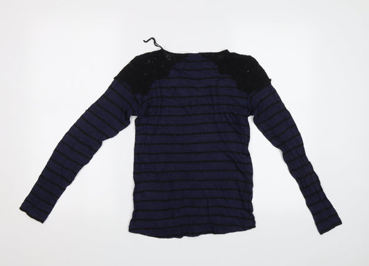 Zara Womens Blue Striped  Basic Blouse Size M