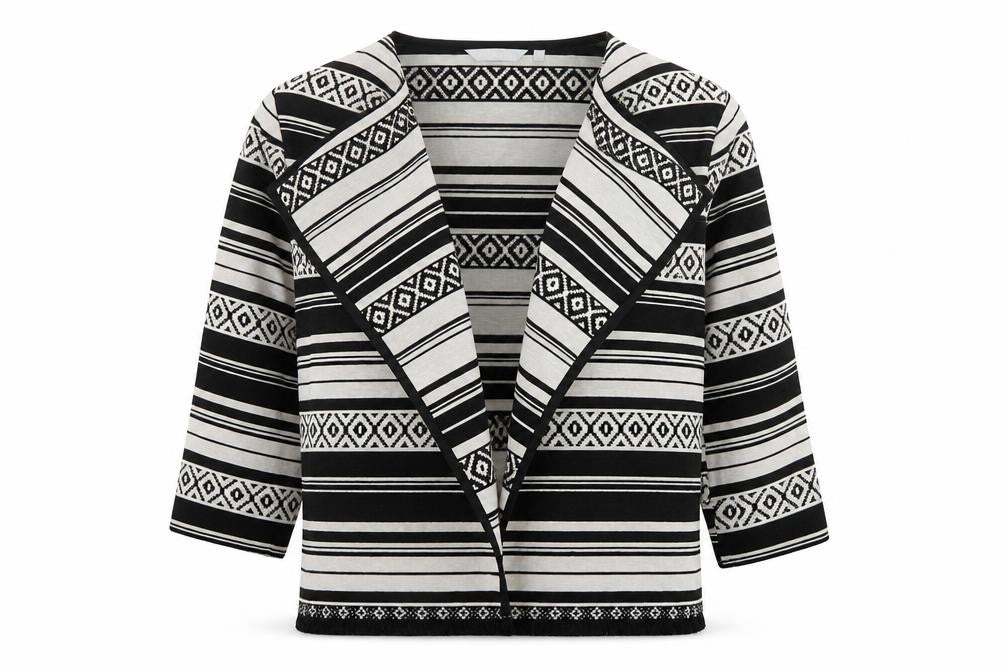 Front view of Red Herring women’s multicoloured striped cardigan jumper, size UK 14