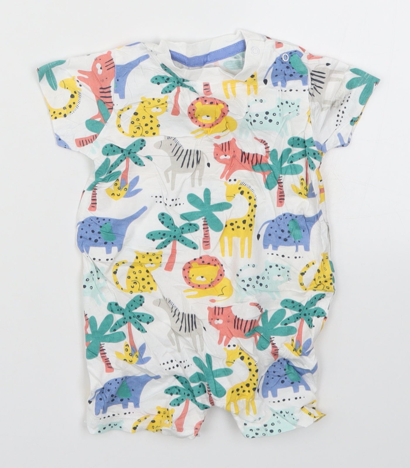 Peacocks Baby Multicoloured Animal Print  Babygrow One-Piece Size 3-6 Months  - Zoo Animals