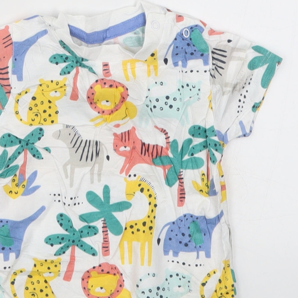 Peacocks Baby Multicoloured Animal Print  Babygrow One-Piece Size 3-6 Months  - Zoo Animals