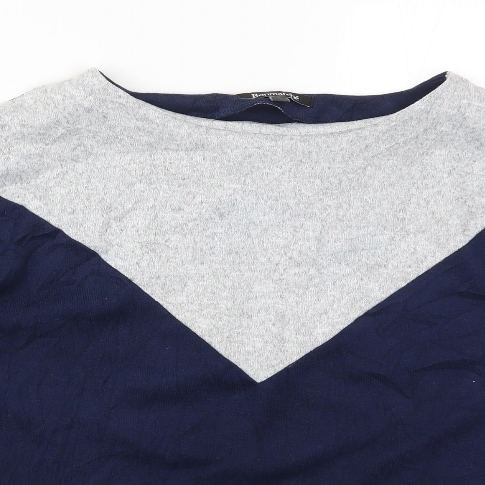 Bonmarché Womens Blue  Knit Pullover Jumper Size 14  - Colourblock
