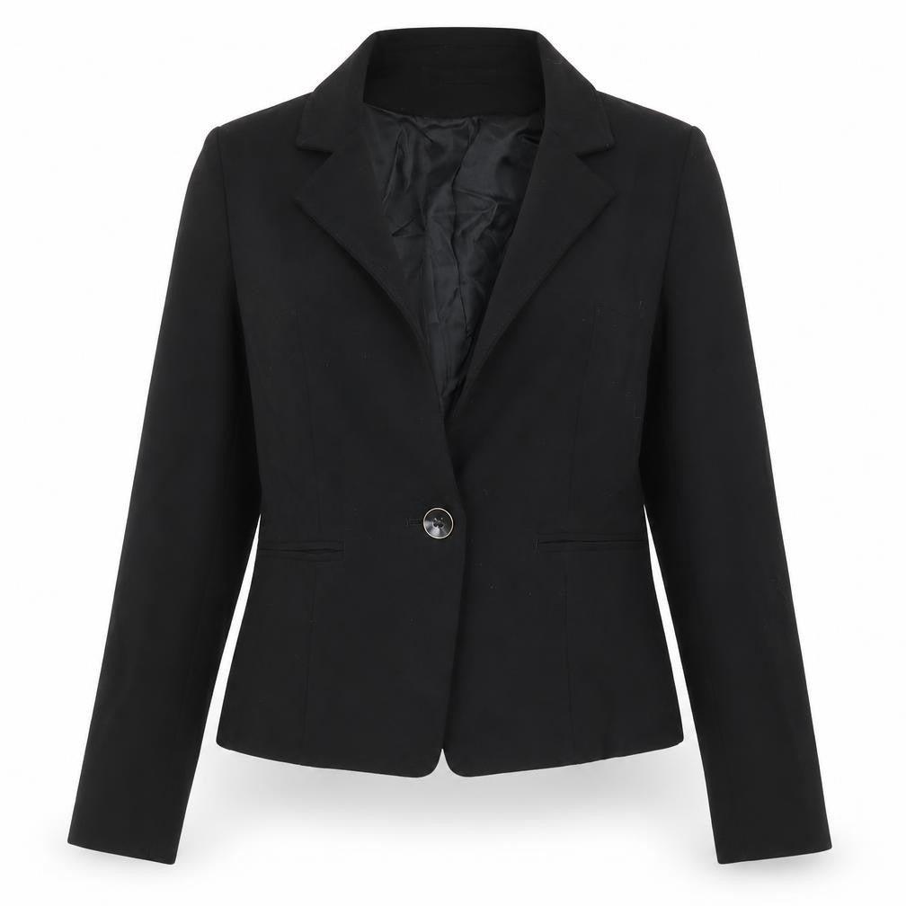 Front view of Atmosphere women’s black jacket suit jacket, size UK 6