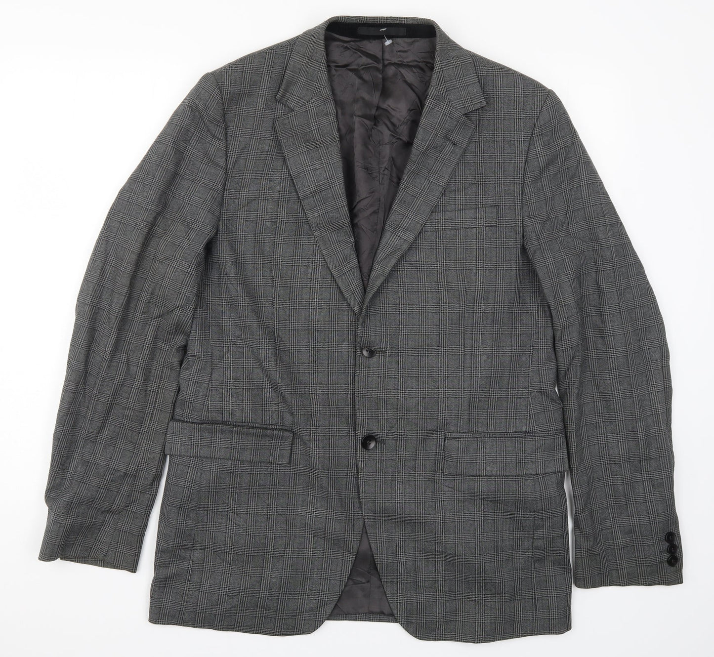 Azzaro Mens Grey Check  Jacket Suit Jacket Size 44