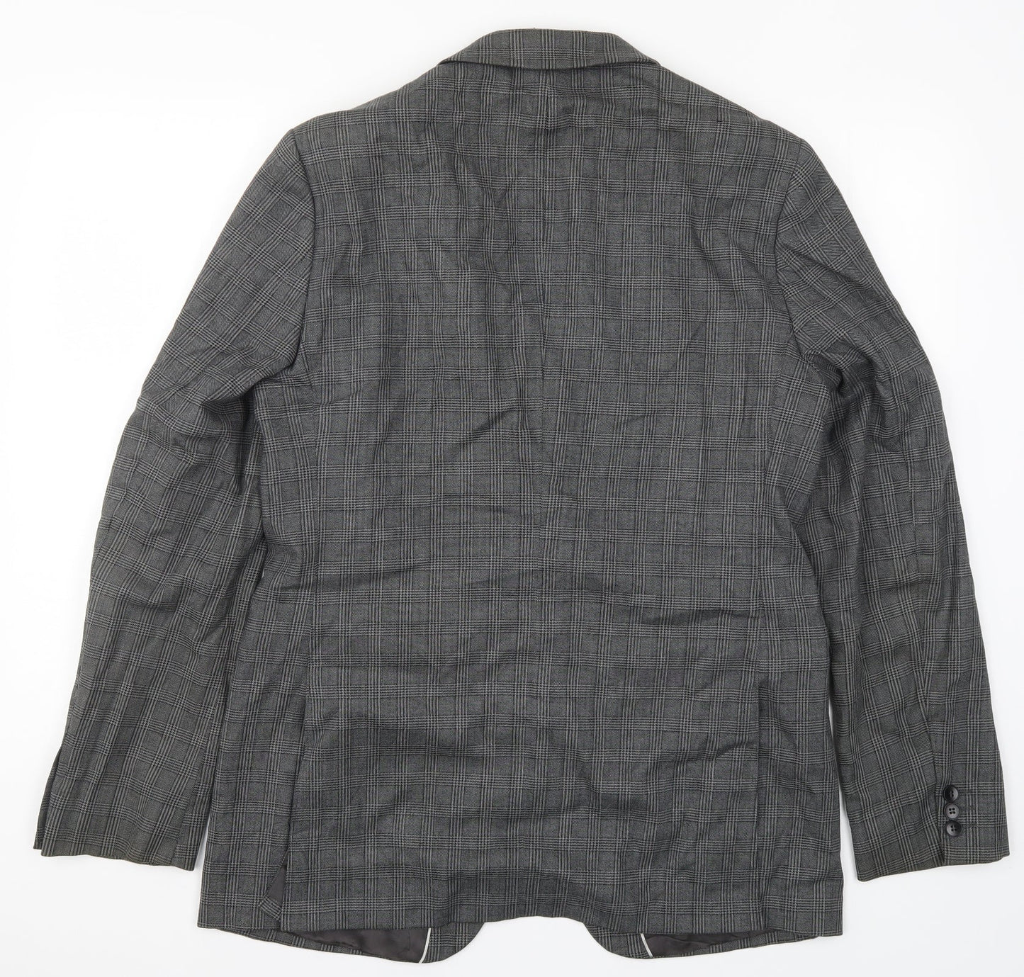 Azzaro Mens Grey Check  Jacket Suit Jacket Size 44