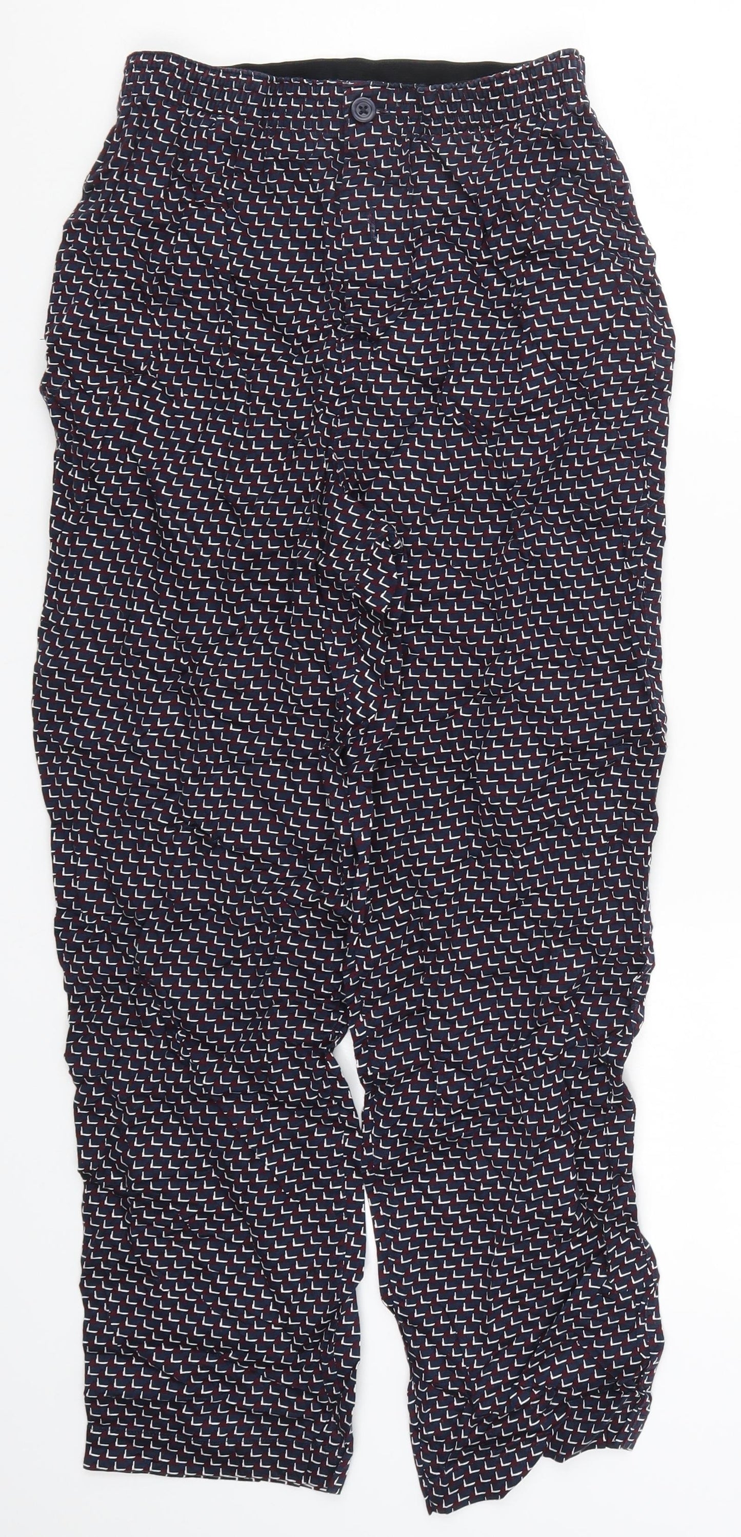 Marks and Spencer Womens Red Geometric  Trousers  Size S L27 in - Blue