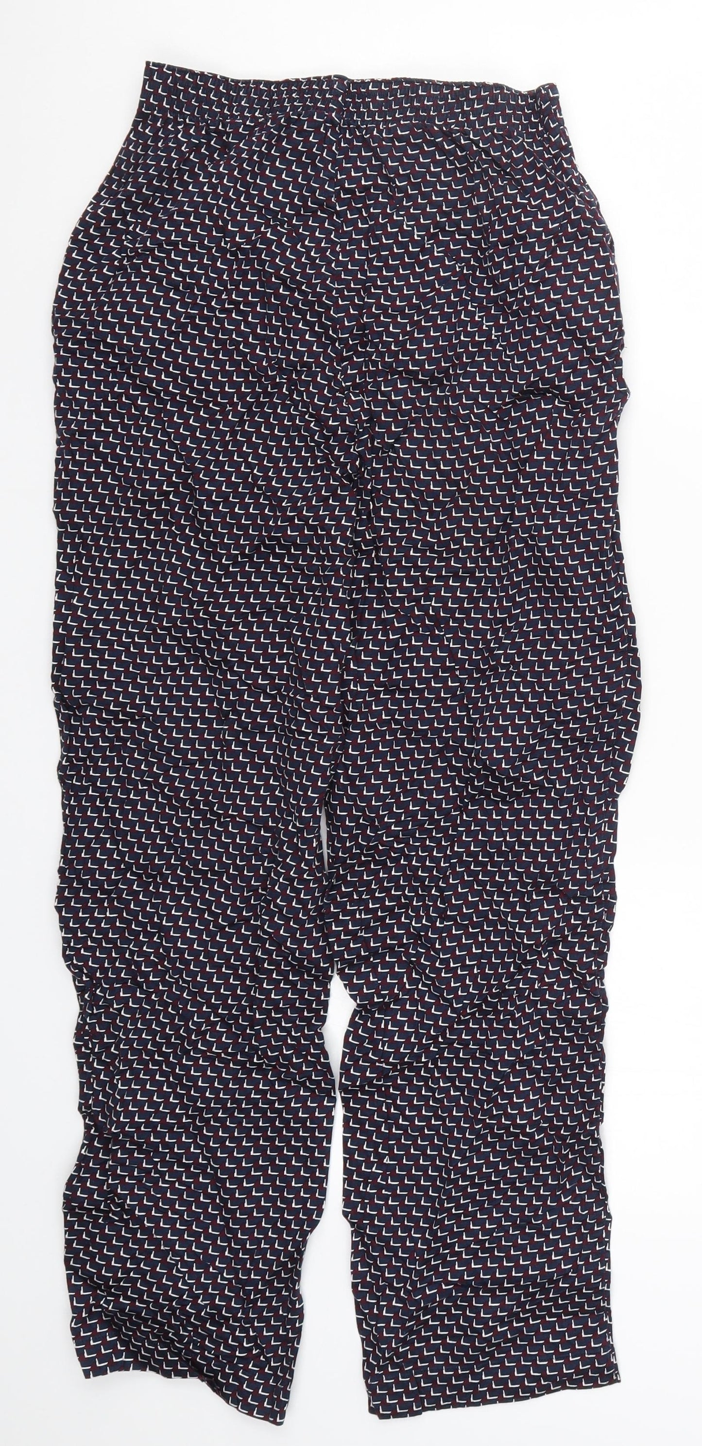Marks and Spencer Womens Red Geometric  Trousers  Size S L27 in - Blue