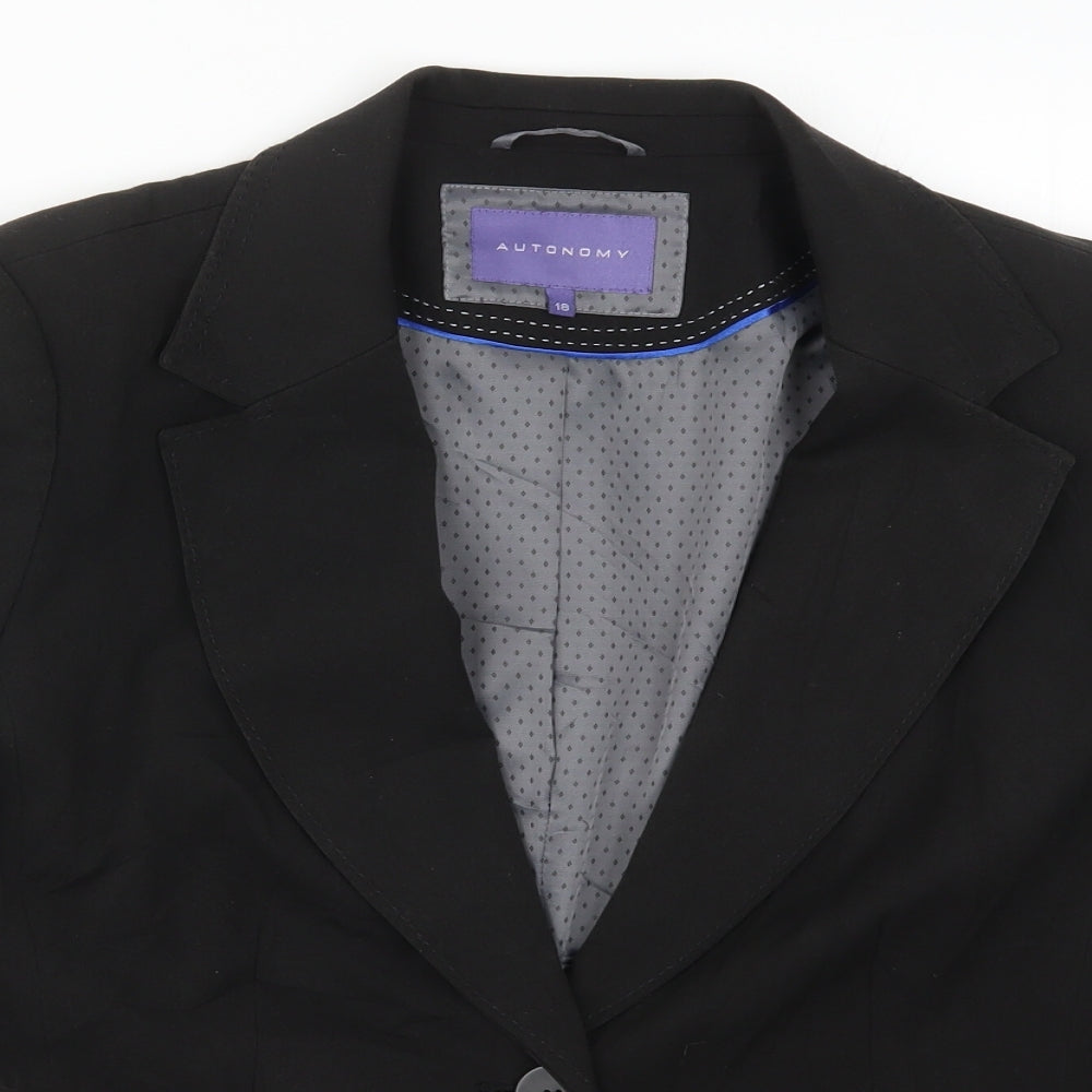 Autonomy Womens Black   Jacket Suit Jacket Size 18