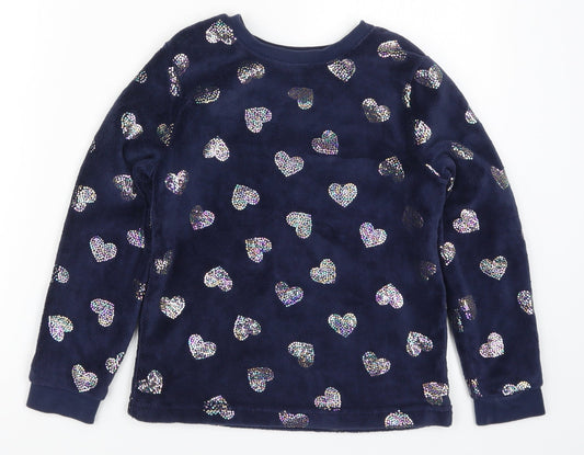 George Girls Blue Solid  Top Pyjama Top Size 8-9 Years  - Love Hearts