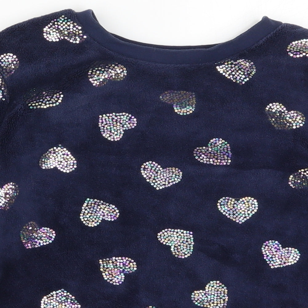 George Girls Blue Solid  Top Pyjama Top Size 8-9 Years  - Love Hearts