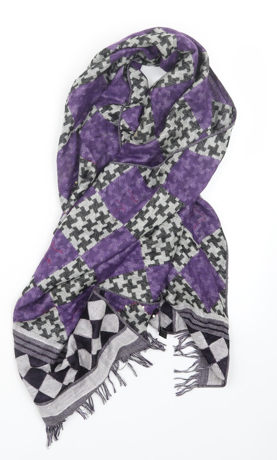 Preworn Womens Purple Geometric Knit  Scarf