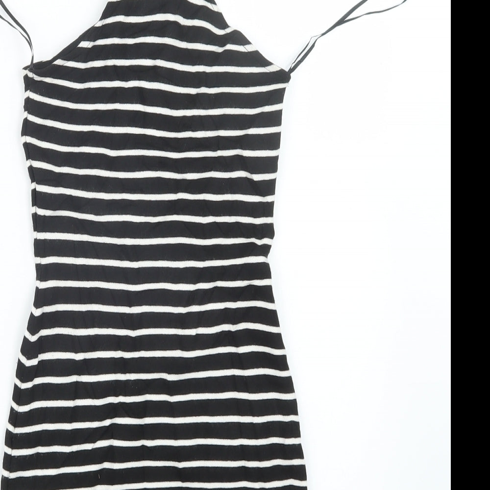 Topshop Womens Black Striped  Mini  Size 4