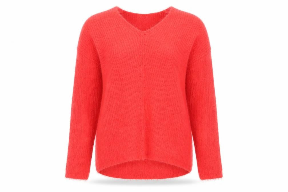 Front view of Atmosphere women’s red knit jumper, size UK 6