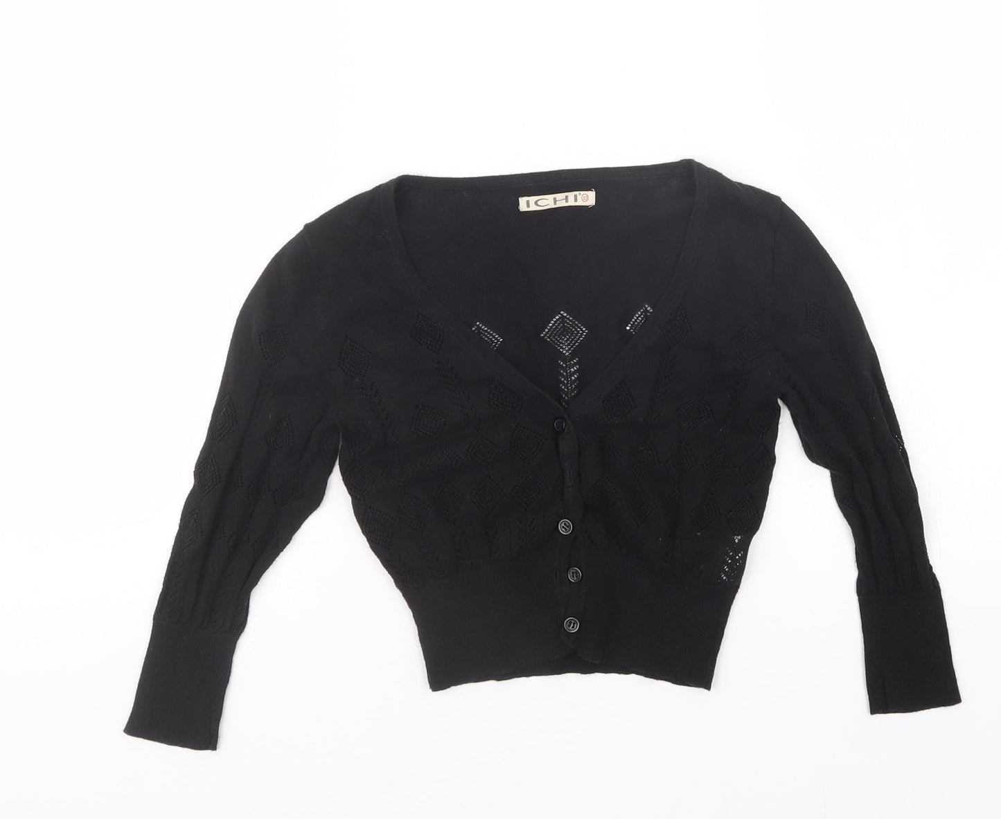 ICHI Womens Black  Knit Cape Jumper Size XS