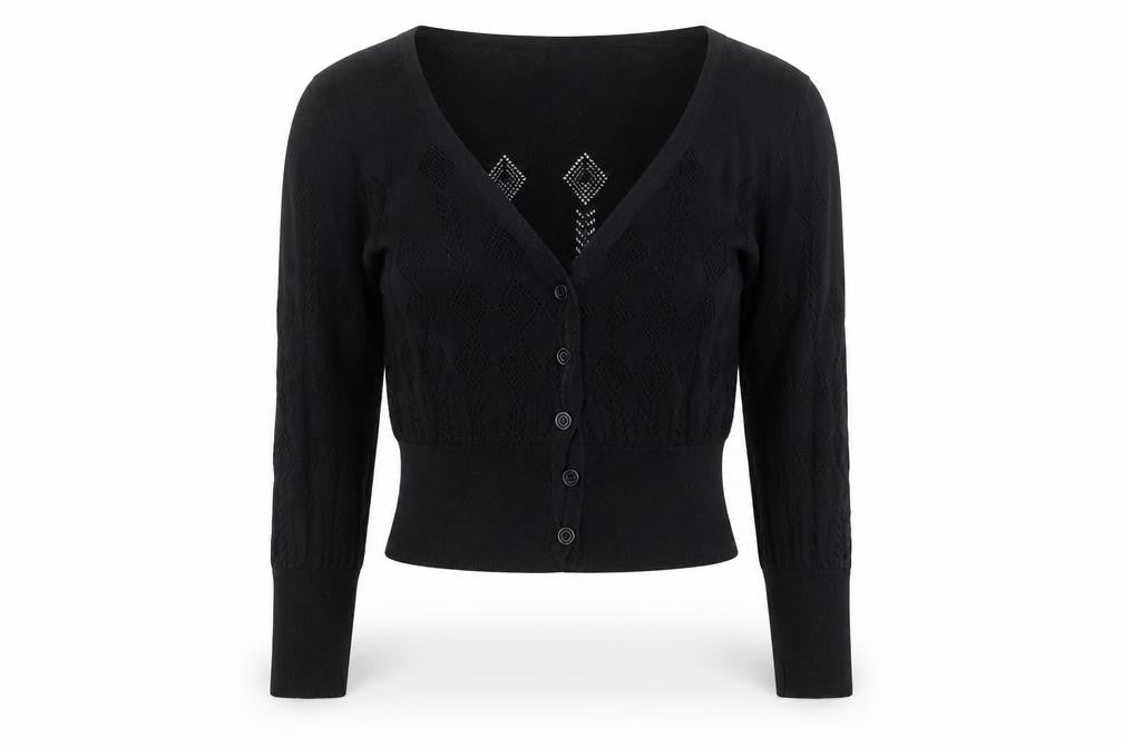 Front view of ICHI women’s black knit cape jumper, size XS