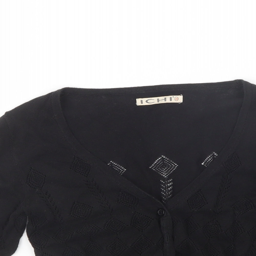 ICHI Womens Black  Knit Cape Jumper Size XS