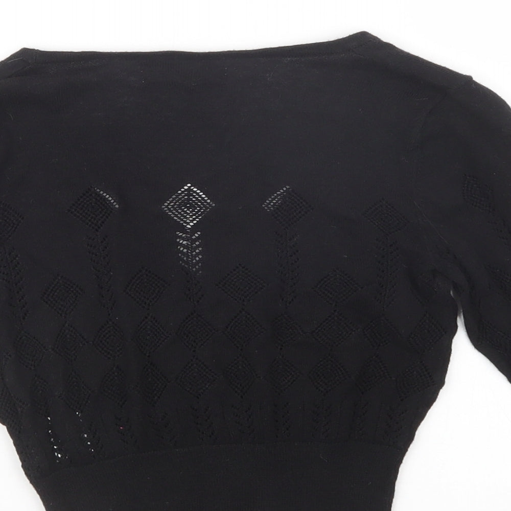 ICHI Womens Black  Knit Cape Jumper Size XS