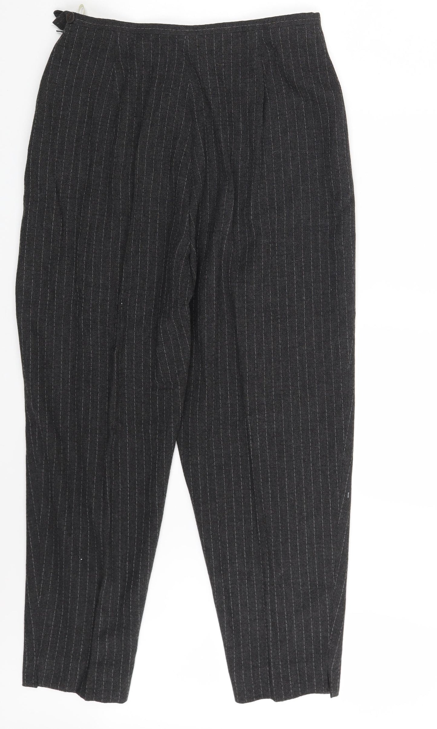 BHS Womens Grey Striped  Chino Trousers Size 16 L27 in