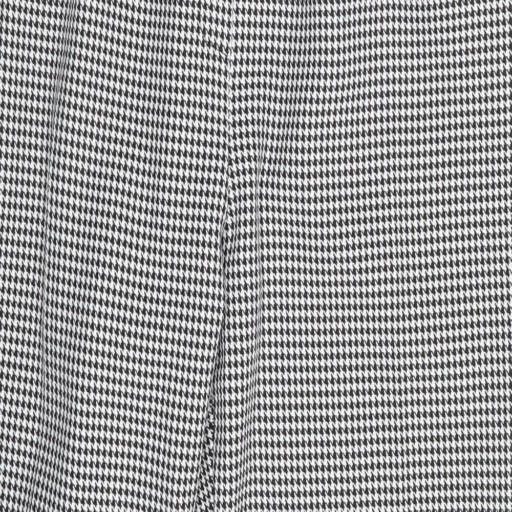 BASSINI Womens Black Houndstooth  Chino Trousers Size 16 L27 in