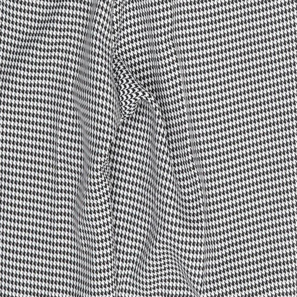 BASSINI Womens Black Houndstooth  Chino Trousers Size 16 L27 in