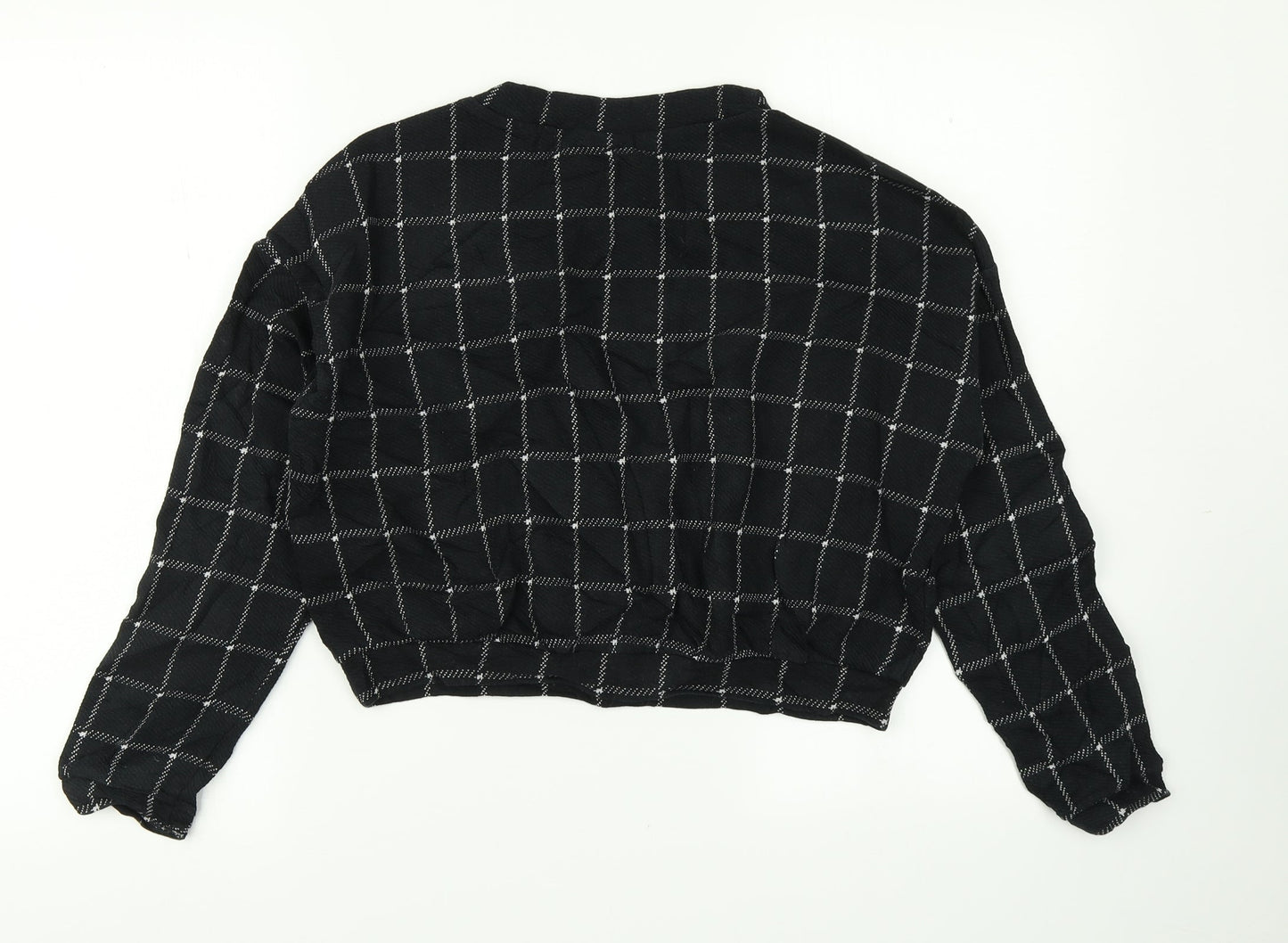 Divided Womens Black Check  Cropped T-Shirt Size S