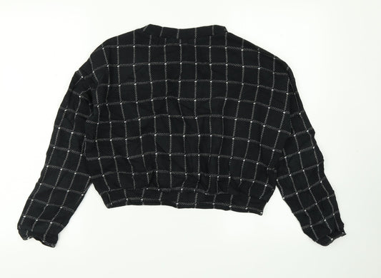 Divided Womens Black Check  Cropped T-Shirt Size S