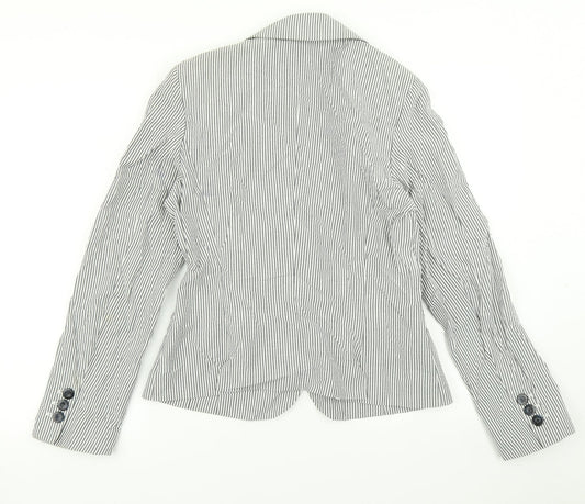Elegance Womens Grey Striped  Jacket Blazer Size 10