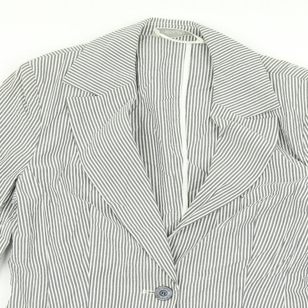 Elegance Womens Grey Striped  Jacket Blazer Size 10
