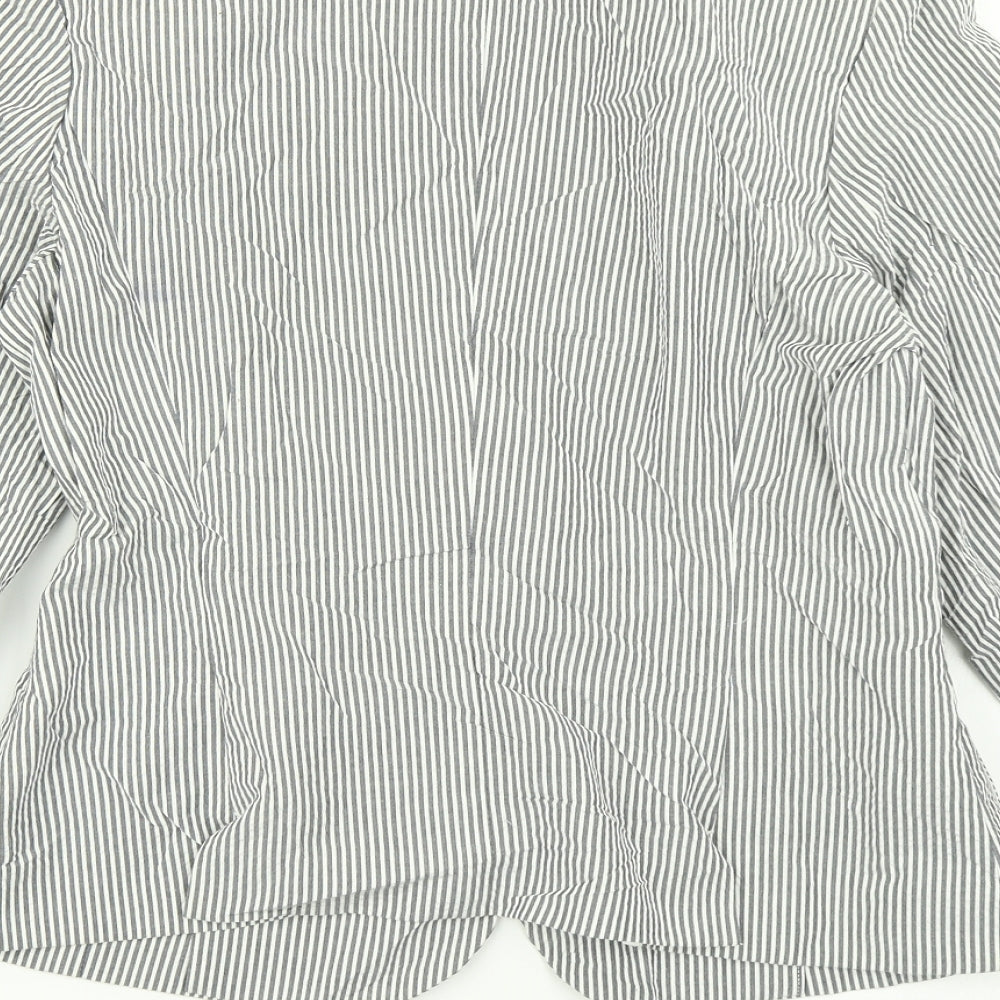 Elegance Womens Grey Striped  Jacket Blazer Size 10