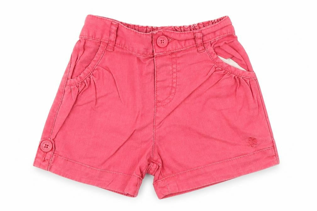 Front view of Cherokee girls’ pink cropped trousers, size 18-24, months