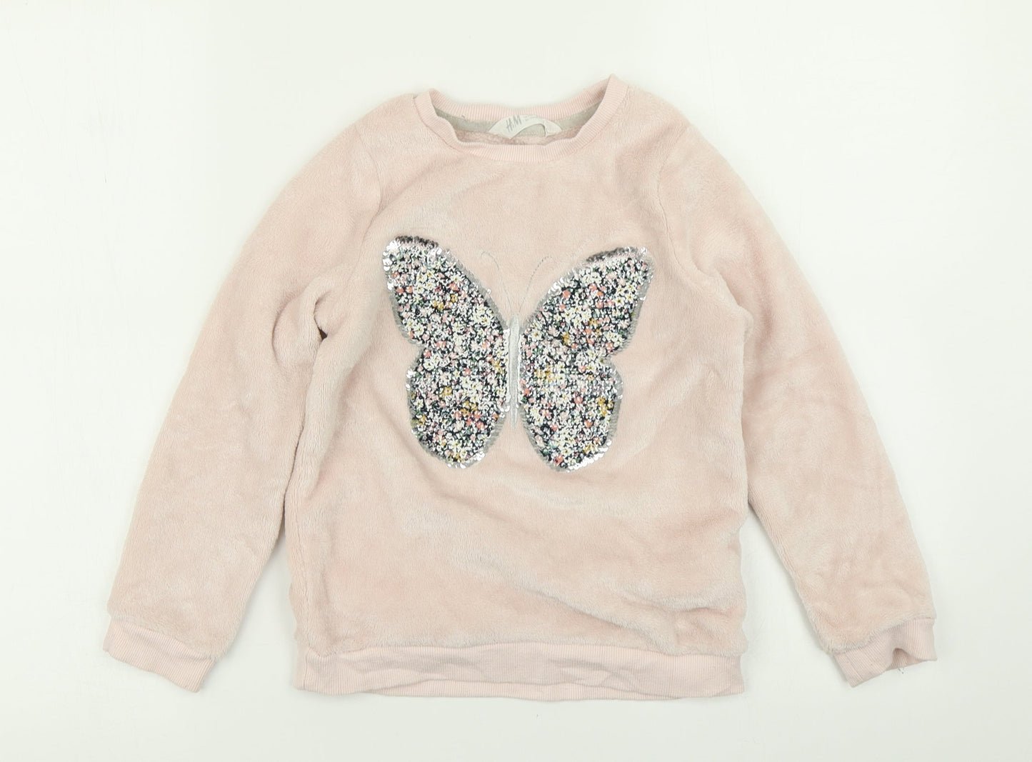 H&M Girls Pink   Pullover Sweatshirt Size 7-8 Years