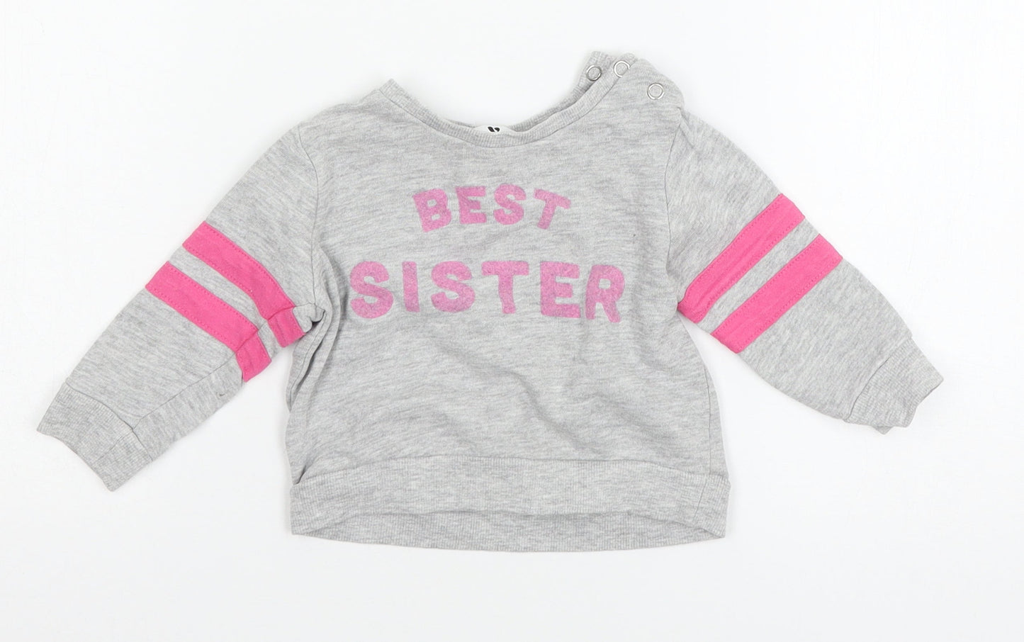 Very Girls Grey Striped Jersey Pullover Jumper Size 9-12 Months  - Best Sister