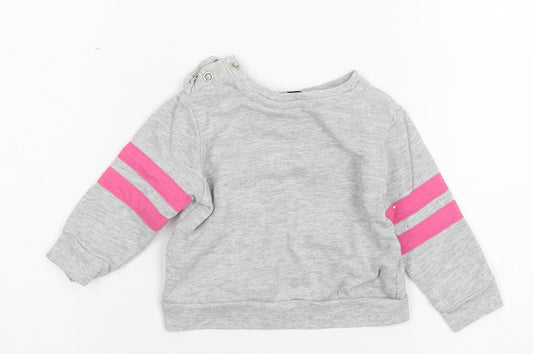 Very Girls Grey Striped Jersey Pullover Jumper Size 9-12 Months  - Best Sister