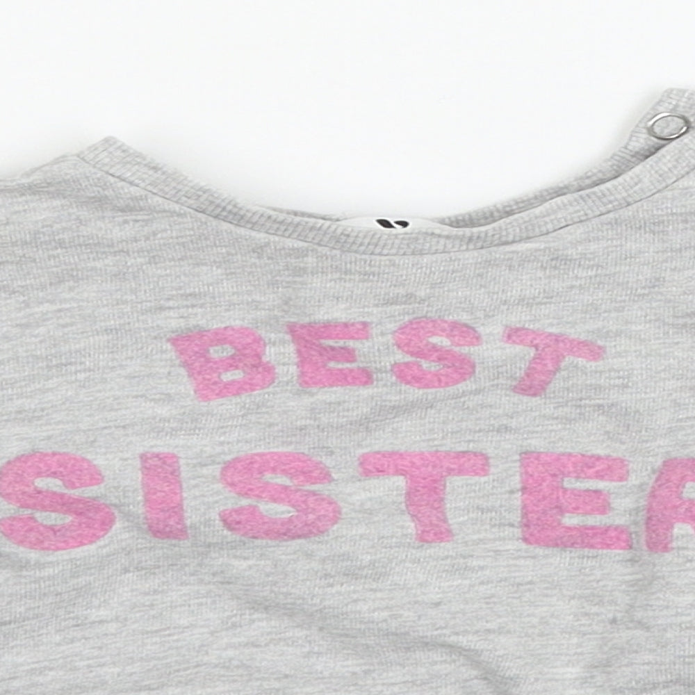 Very Girls Grey Striped Jersey Pullover Jumper Size 9-12 Months  - Best Sister