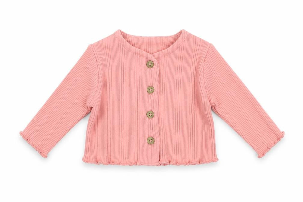 Front view of George girls’ pink jersey cardigan jumper one size