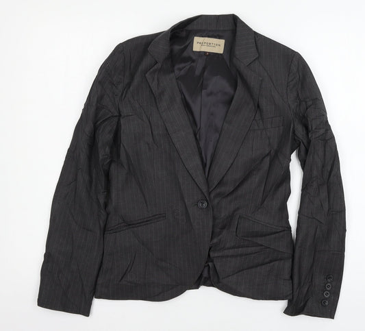 Proportion Womens Grey Striped  Jacket Blazer Size M