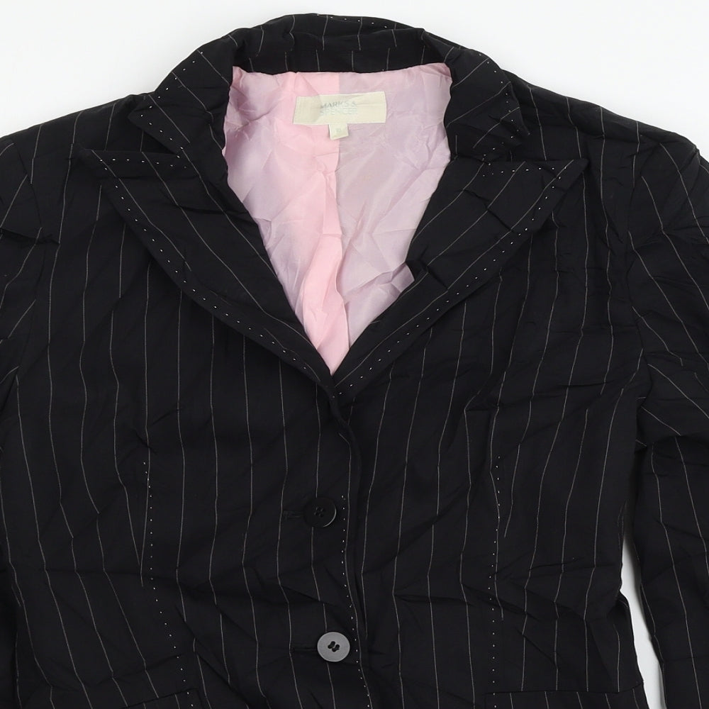 Marks and Spencer Womens Black Striped  Jacket Suit Jacket Size 10