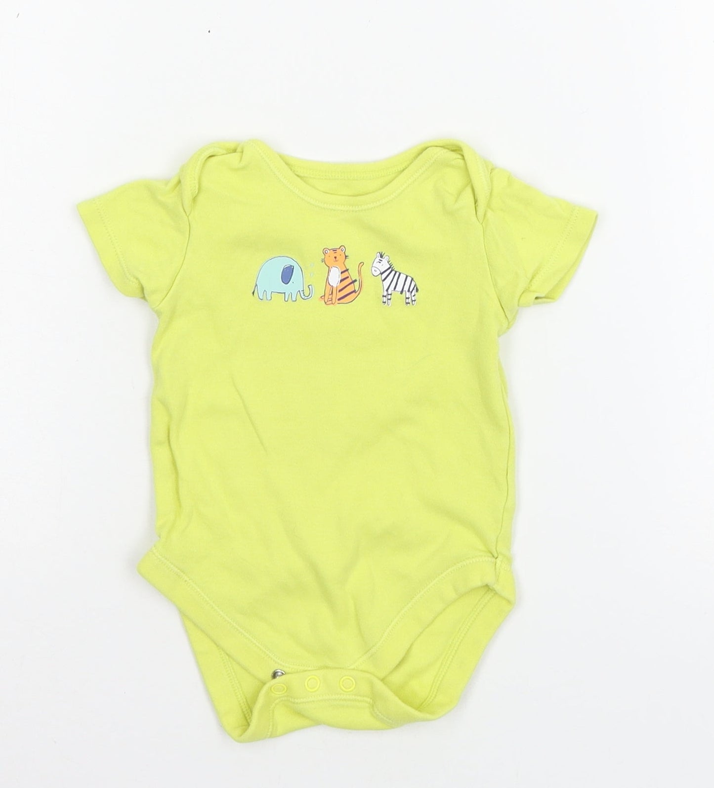George Girls Yellow Geometric Jersey Babygrow One-Piece Size 9-12 Months  - Tiger