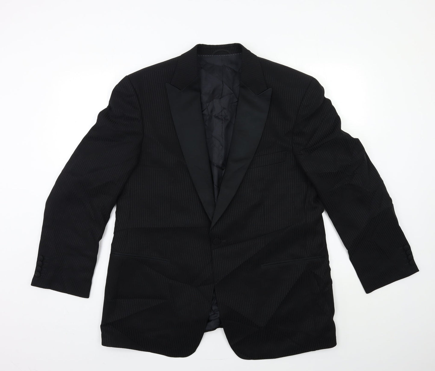MASTERHAND Mens Black Striped  Jacket Suit Jacket Size 44